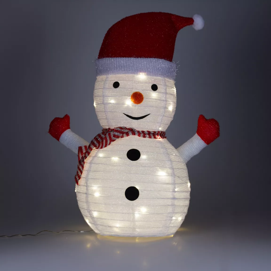 Bonhomme de neige lumineux à piles (H68 cm) Pliable Blanc