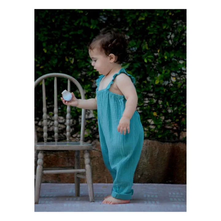 Petite Lucette Combinaison Coton Bio Morgane | Bleu gris