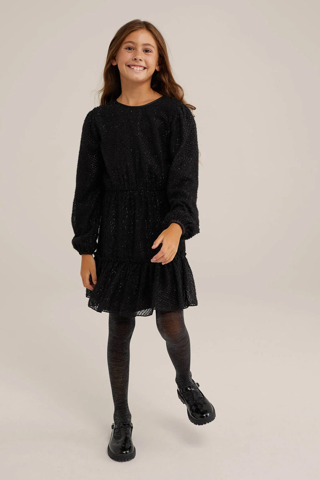 WE Fashion korte jurk glitter zwart