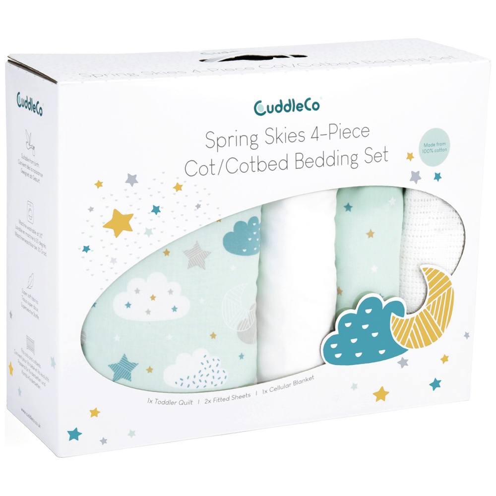 CuddleCo Spring Skies 4-teiliges Kinderbettwäsche-Set