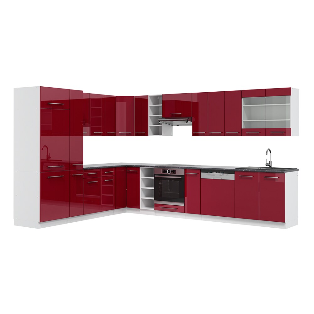 Vicco Eckküche Fame-LINE Küchenzeile Küche 257x347 cm Bordeaux Hochglanz