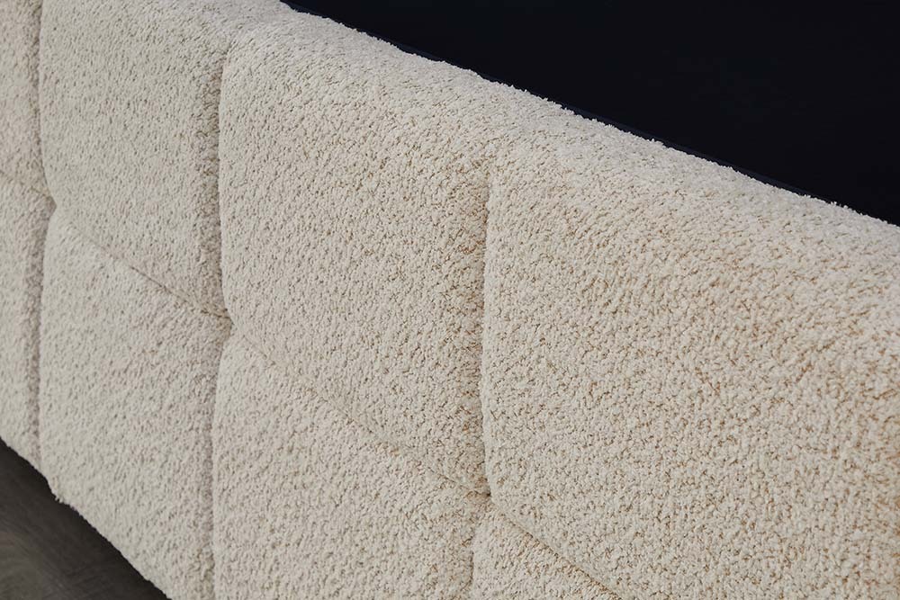 Modernes Boxbett PRESTIGE 160x200cm creme Bouclè mit Stauraum und Lattenrost
