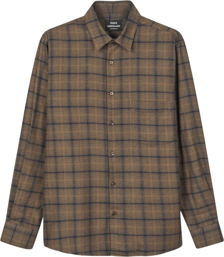 Mads Nørgaard - Copenhagen Alaska Flannel Check Sune Shirt Brun blå striber