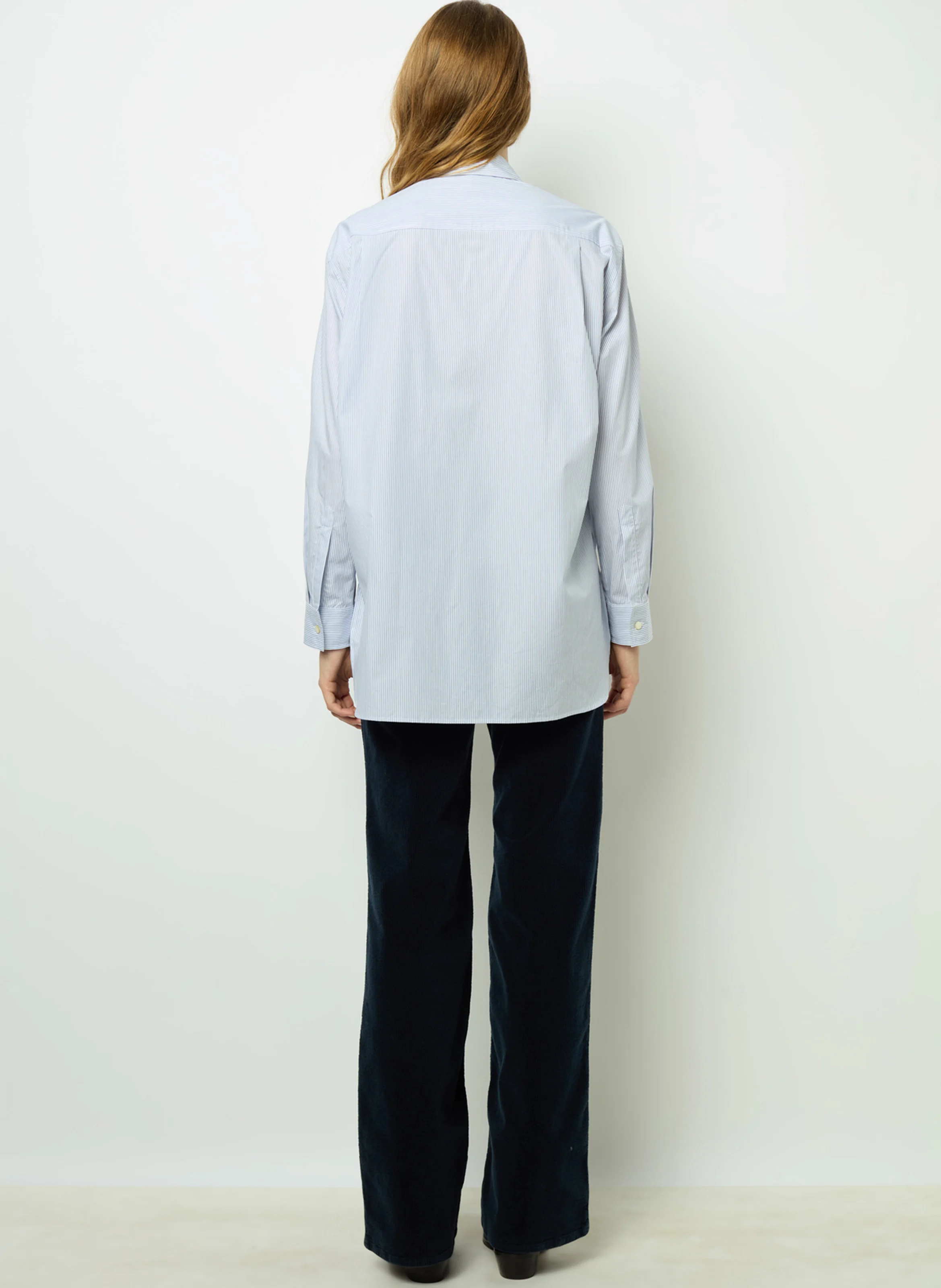 BLANCHE - Chemise droite rayée en coton | Bleu