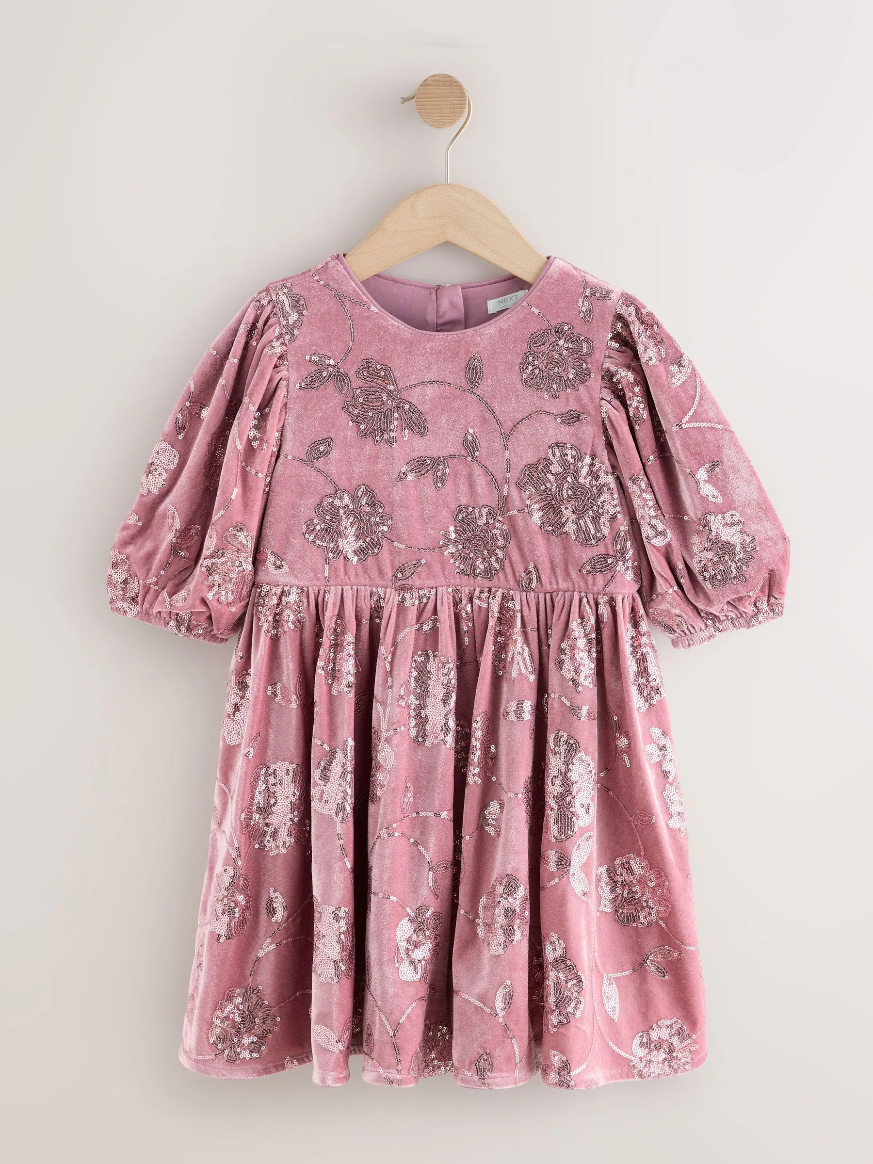 Roze - Jurk van velours met lovertjes (3-16jr)