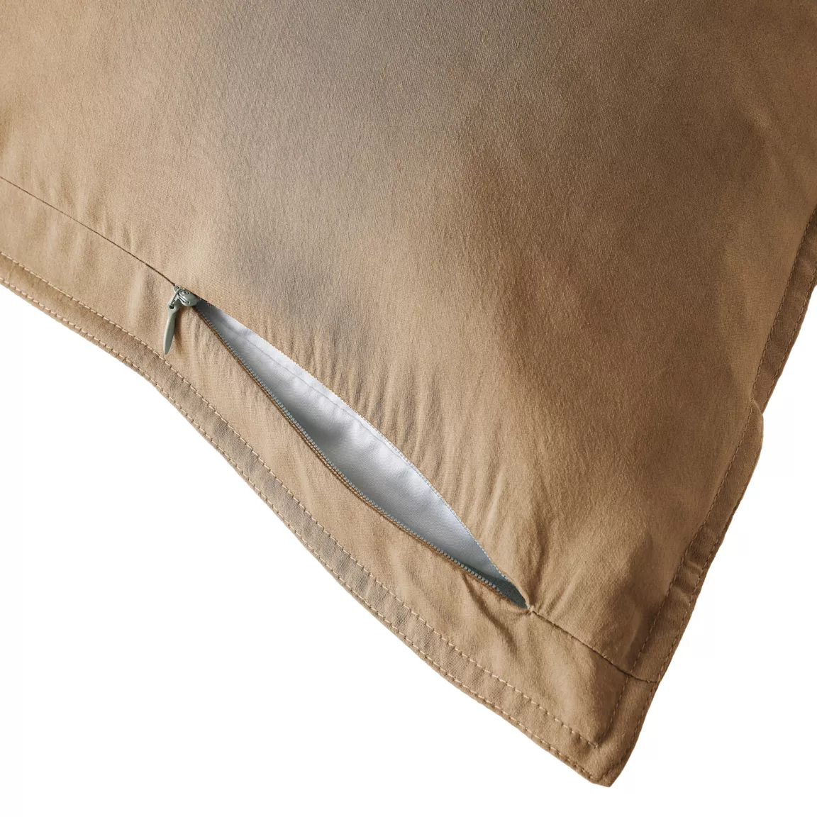 Taie d'oreiller carrée lyocell Tencel™ lavé (63 x 63 cm) Olivia Camel