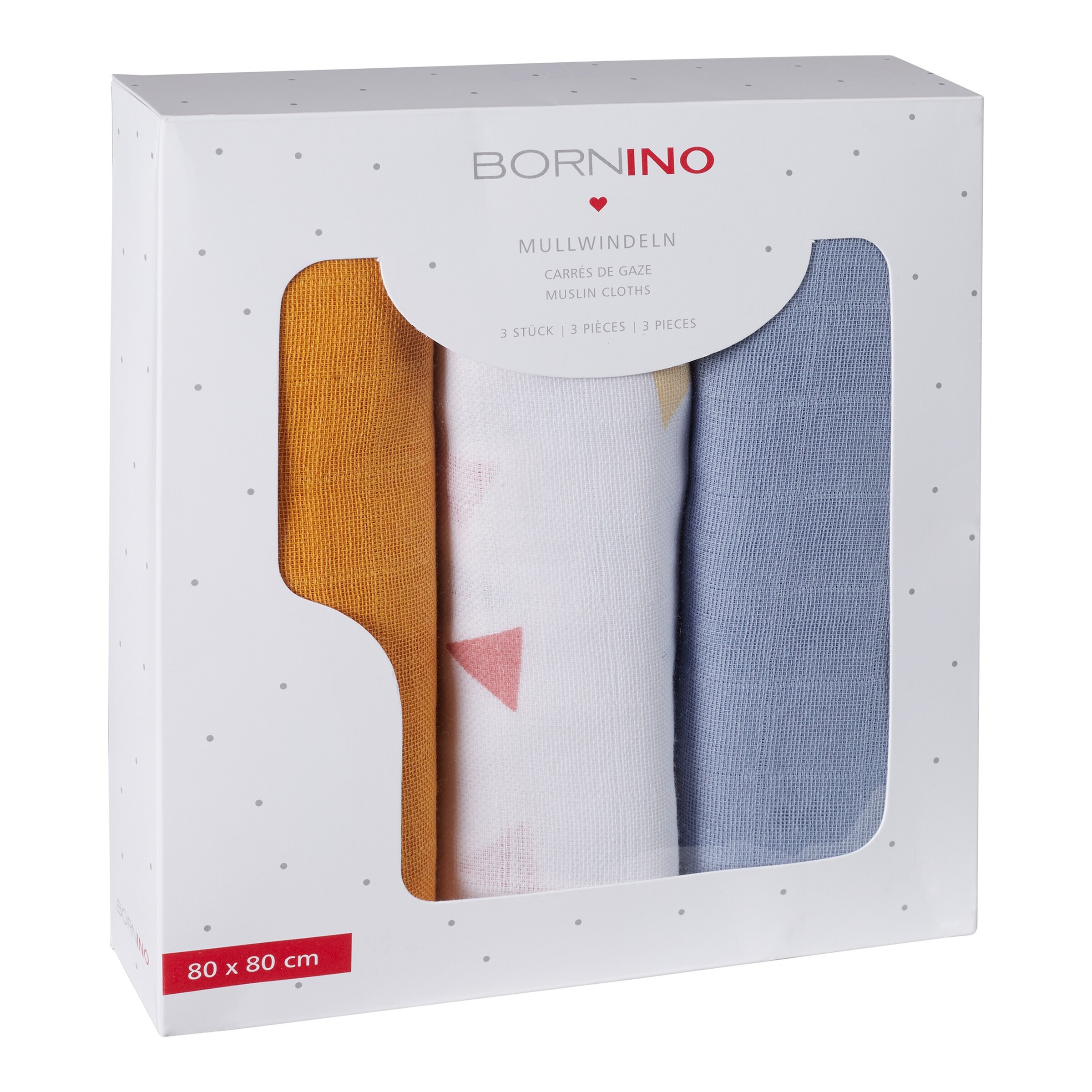 Bornino 3er Pack Mullwindeln 80x80 cm Triangle