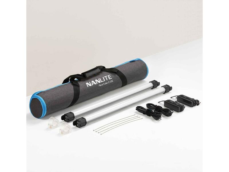 Nanlite Dauerlicht PavoTube II 15C 2KIT Zweite Generation der vielseitig einsetzbaren RGBWW LED Tubes, 30W
