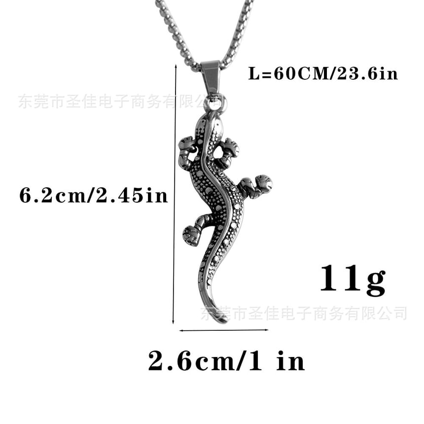 Prushia - Gecko RVS hanger / ketting / set