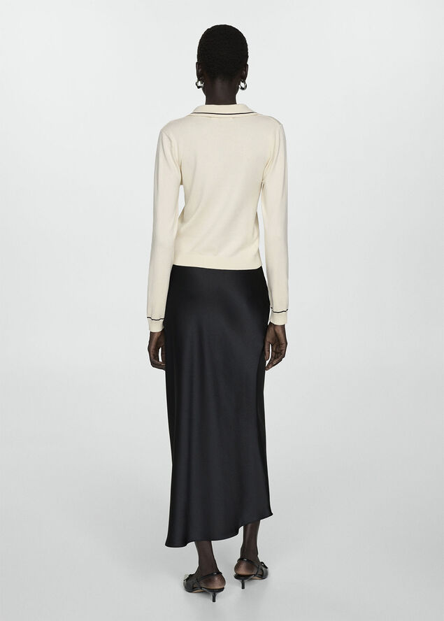 MANGO Knitted polo neck sweater Light beige