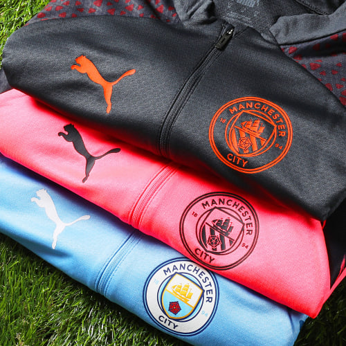 Sweat Col Zippé Manchester City 772858 Rose Fluo Noir