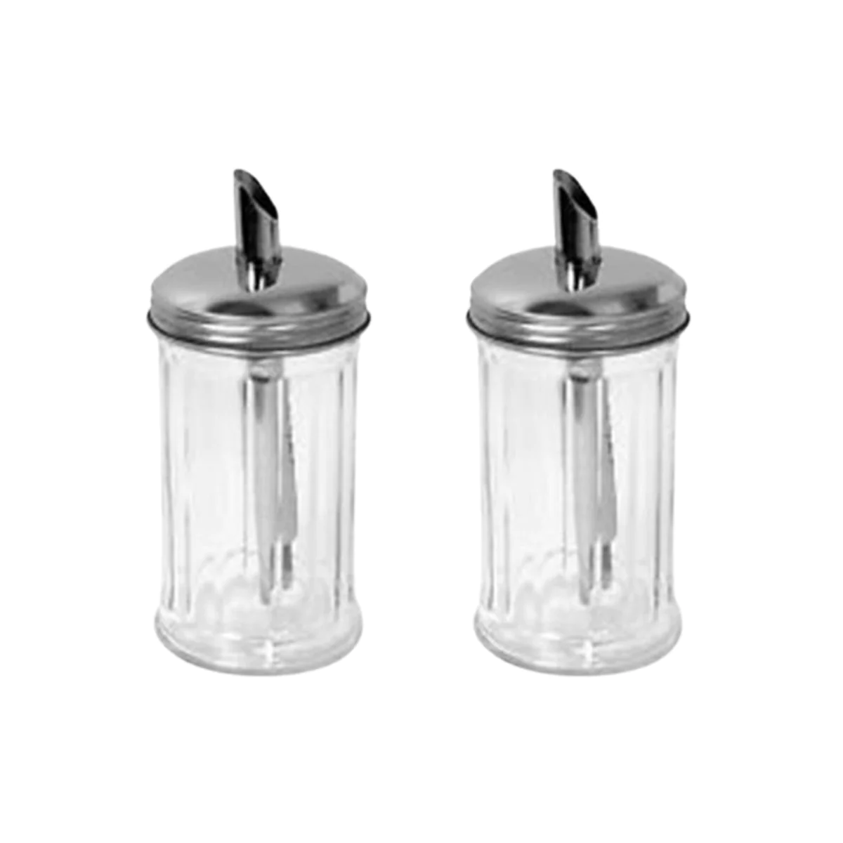 2 doseurs à sucre vintage 300 ml - verre cannelé & inox Chevalier diff