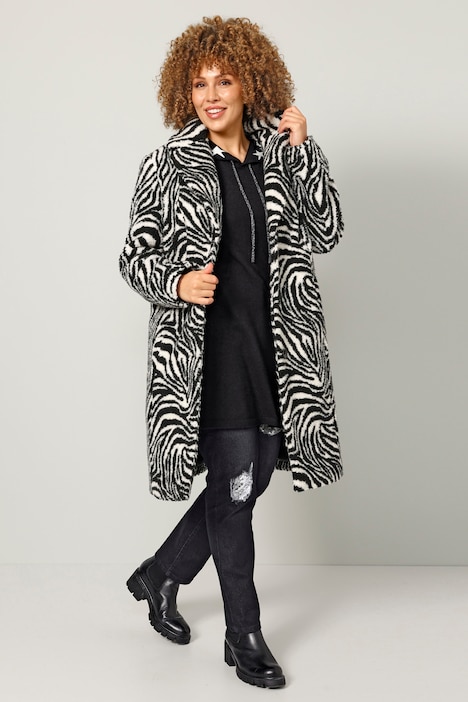 Teddymantel, Animaldruck, Revers