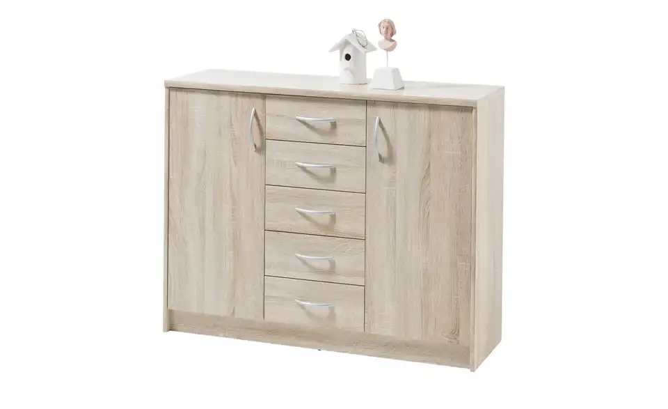 Kommode Optimus Eiche Sonoma (Nachbildung) Ausführung IV (2 Türen/5 Schubkästen) 86 cm