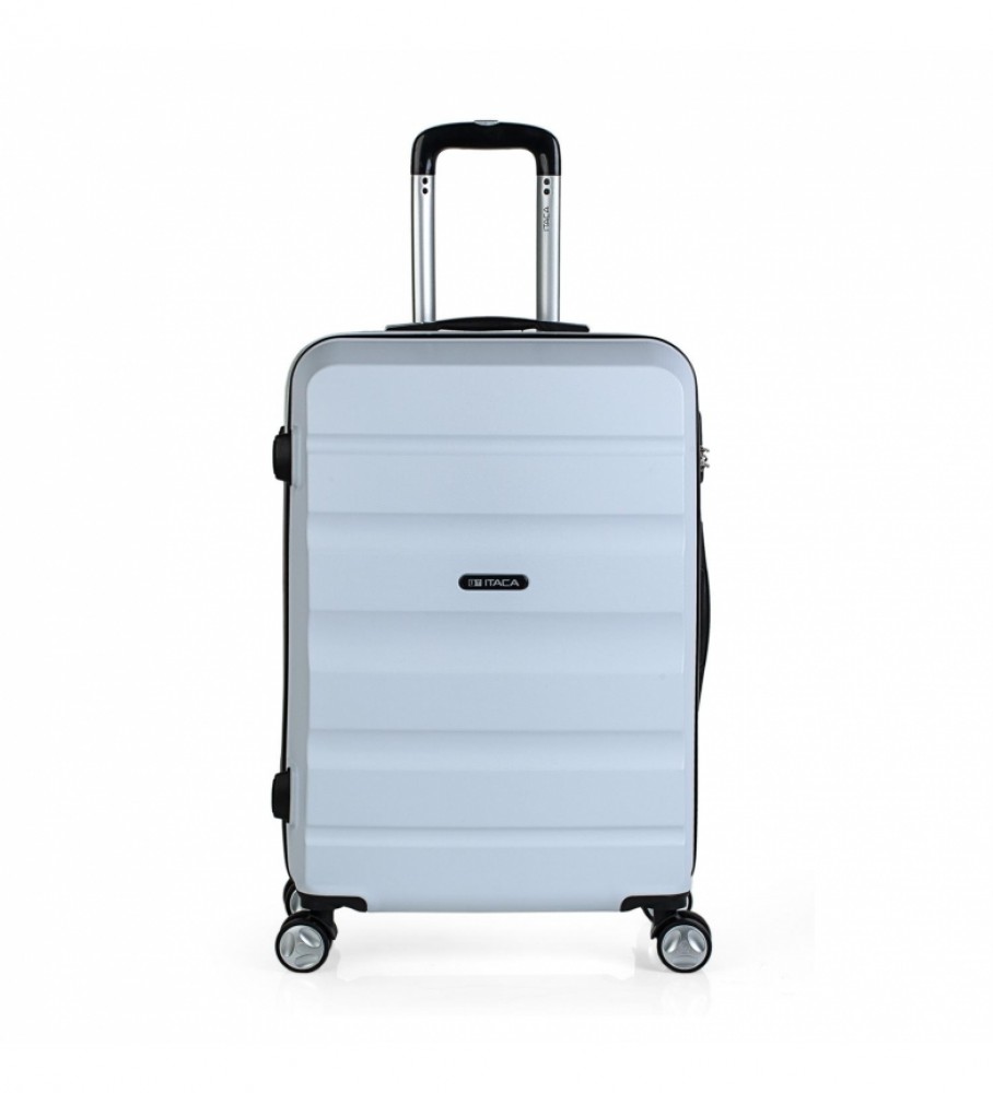 Conjunto de malas rígidas de viagem ITACA com 4 rodas T71600 Brancas - 55x39x20cm -
