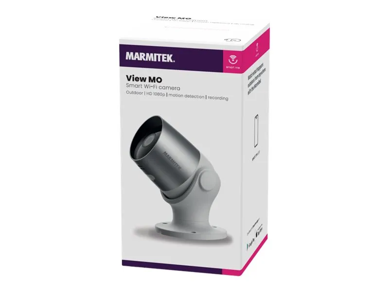 Marmitek Smart Me View MO - Netværksovervågningskamera - udendørs - modstandsdygtig over for vandsprøjt og byger - farve (Dag/nat) - 1920 x 1080 - 1080p - audio - trådløs - WiFi - H.264 - DC 12 V