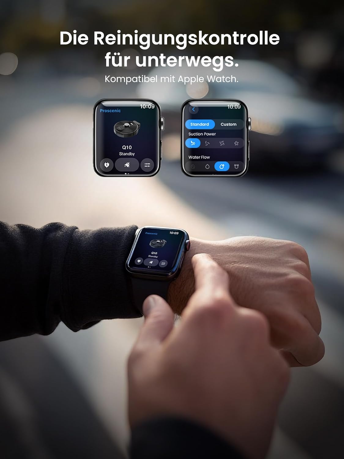 Proscenic Q10 Saugroboter mit Wischfunktion, 8000Pa 200min Staubsauger Roboter, Intelligentes Laser Navigation mit 5 Karten, Steuerung über APP Alexa Siri AppleWatch Fernbedienung für Böden Teppiche