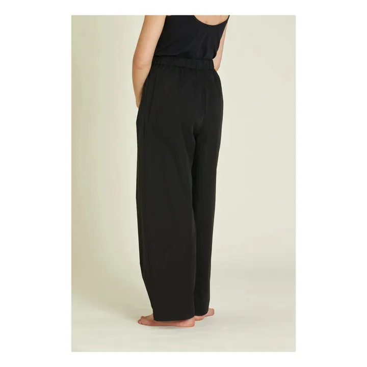 Black Crane Pantalon à Pinces Popeline de Coton Bio | Noir