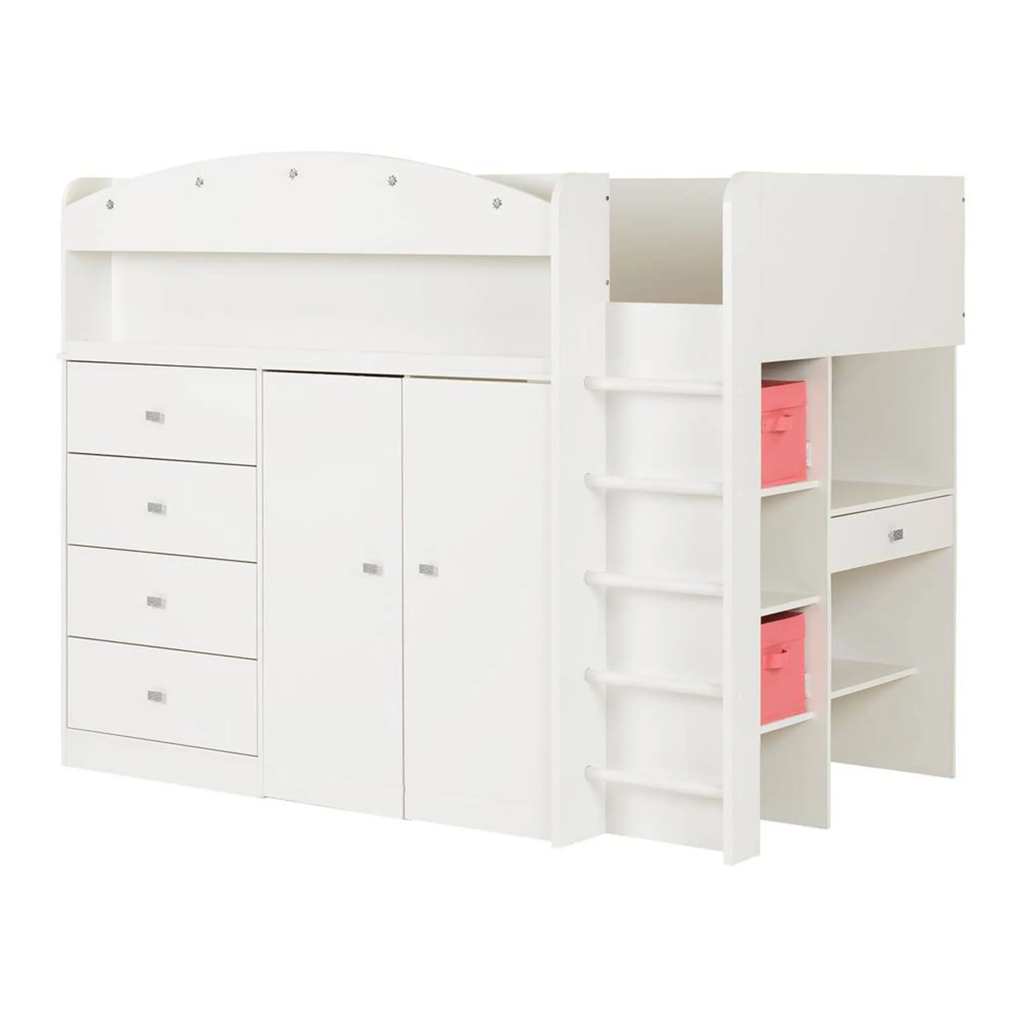 South Shore Lit Mezzanine avec Bureau Tiara - Blanc