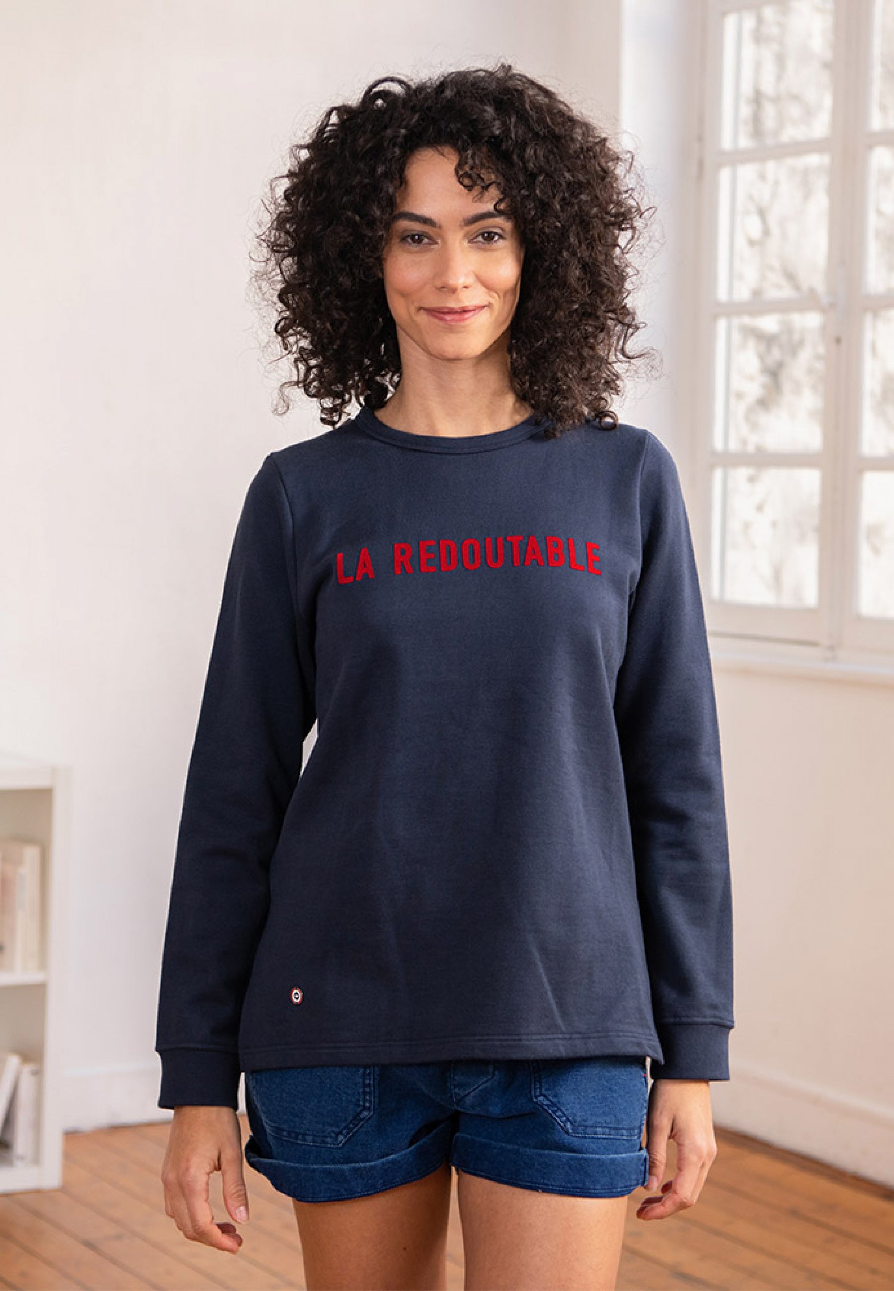 Sweat-shirt floqué en coton-La Cassandre Marine