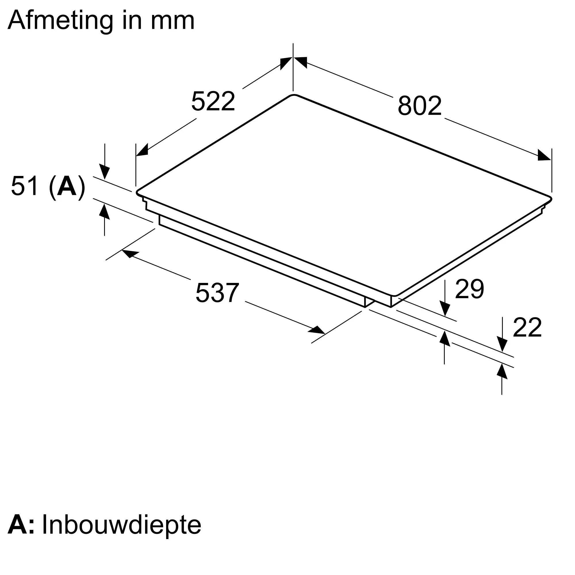 Serie 6 Inductiekookplaat 80 cm opbouwmontage zonder rand