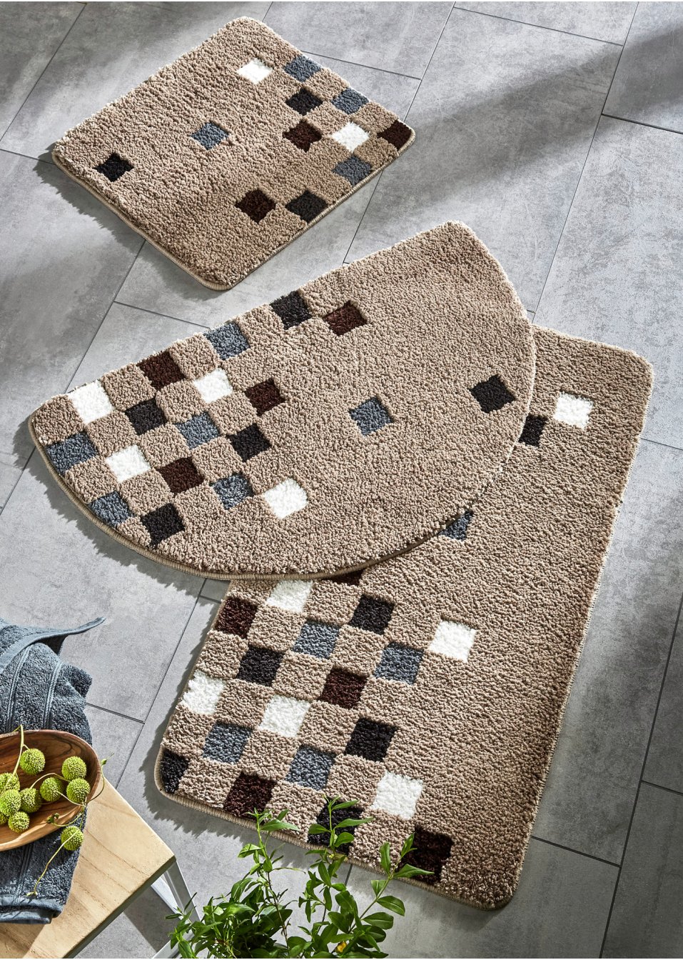 Tapis de salle de bain tufté à motif graphique