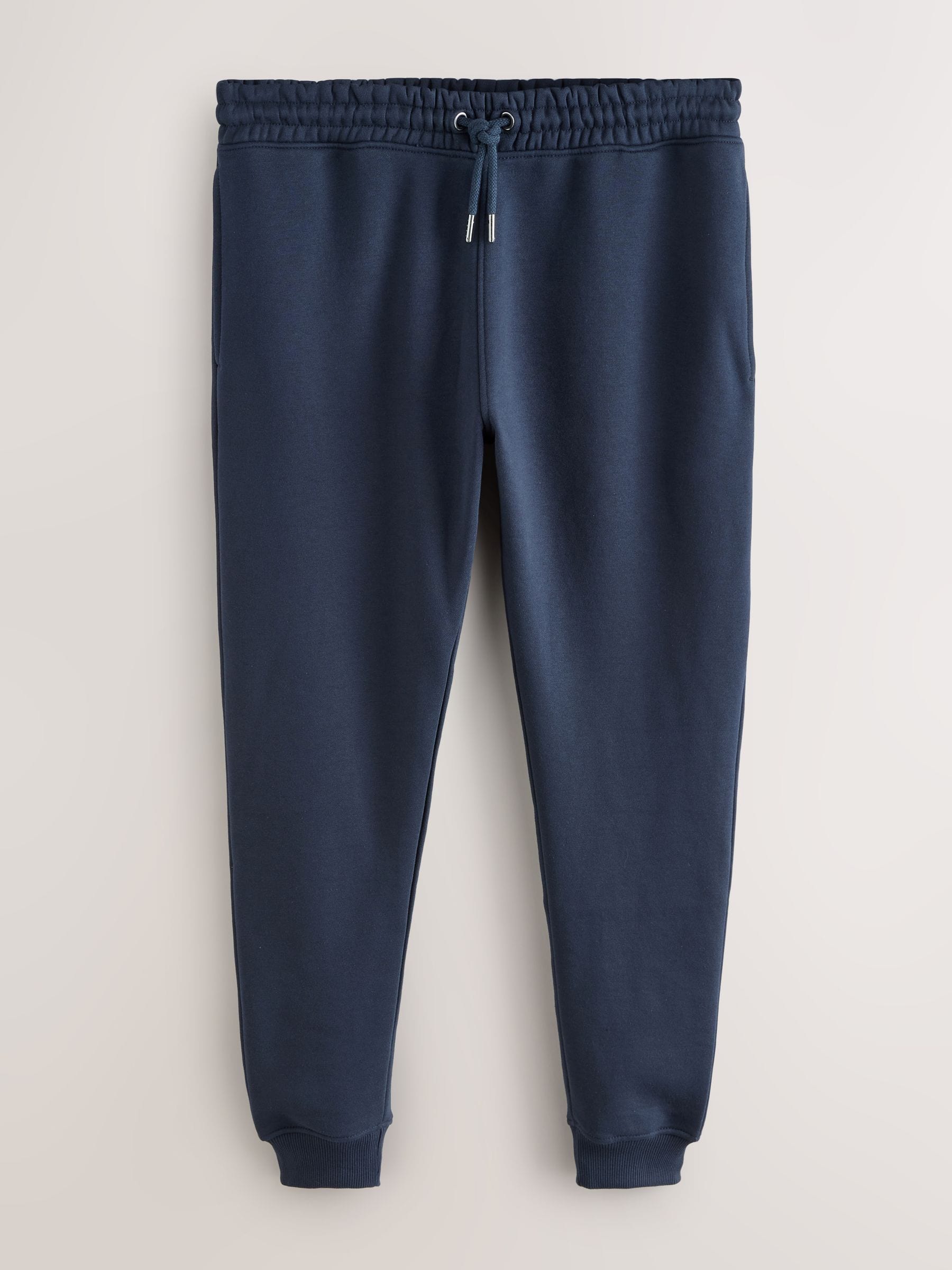 Donkerblauw - Slim Fit - Katoenrijke Jersey Joggingbroeken