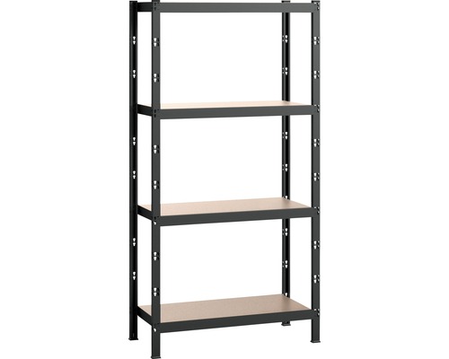 Schulte insteek-basisstelling, antraciet, 193x128x60 cm, 4 houten legplanken, draagvermogen 800 kg