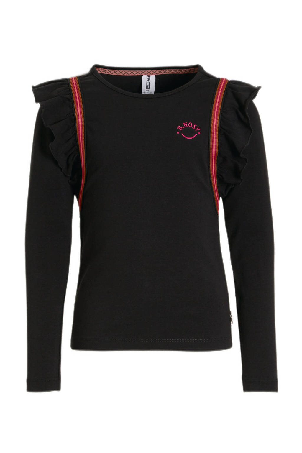 B.Nosy longsleeve met ruches zwart/roze