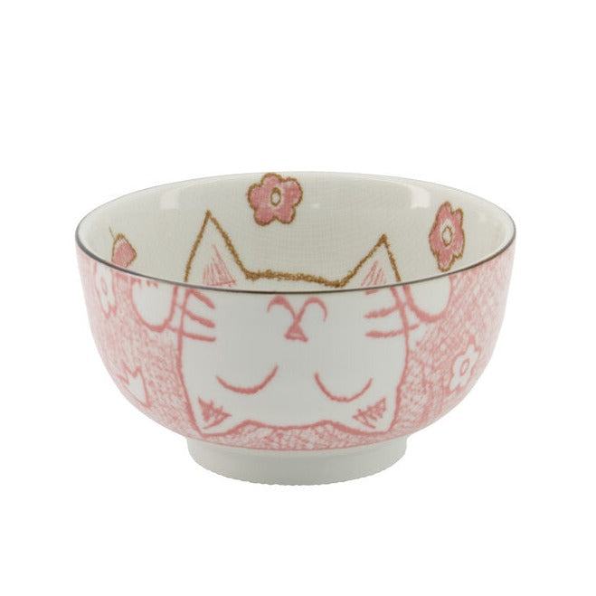 Tokyo Design Studio  Kawaii Cat Neko Tayo skål, Pink - 300 ml