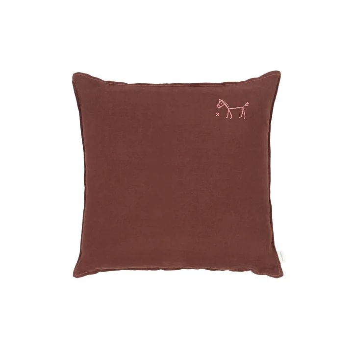 Nobodinoz - L1N0 Kissen, 45 x 45 cm, prune  (bestickt)