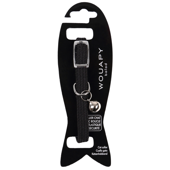 Collier elastic grelot 30 cm noir pour chat