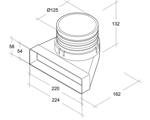 Vlakke kanaaldeflector Rotheigner wit 220x54 mm met spie
