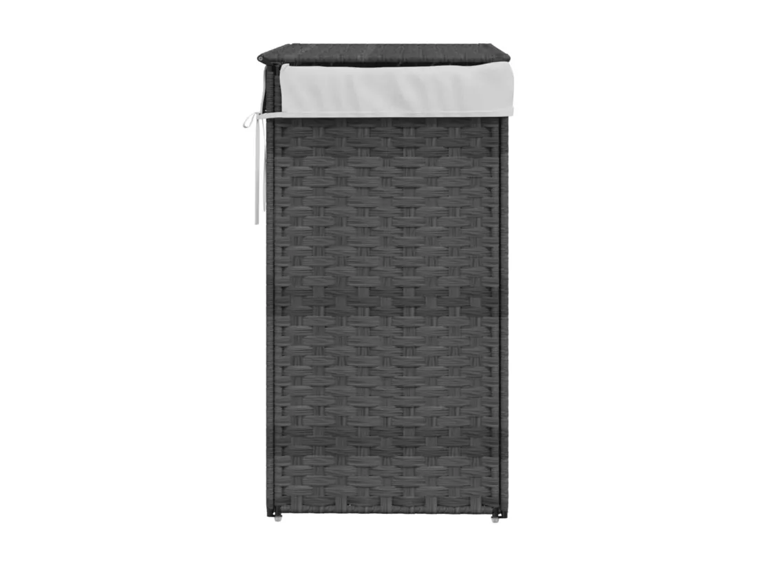 Panier à linge avec couvercle gris 46x33x60 résine tressée