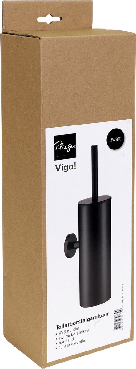 Plieger Vigo toiletborstel met deksel mat zwart