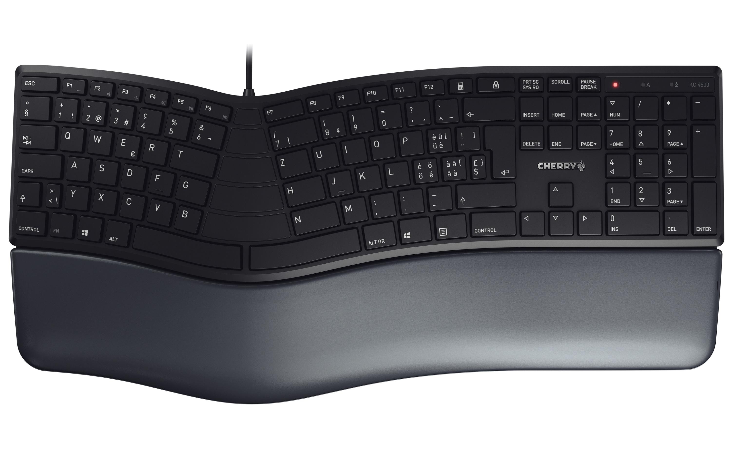 Tastatur KC 4500 ERGO CH-Layout SchwarzTastatur mit ergonomischer Bauform