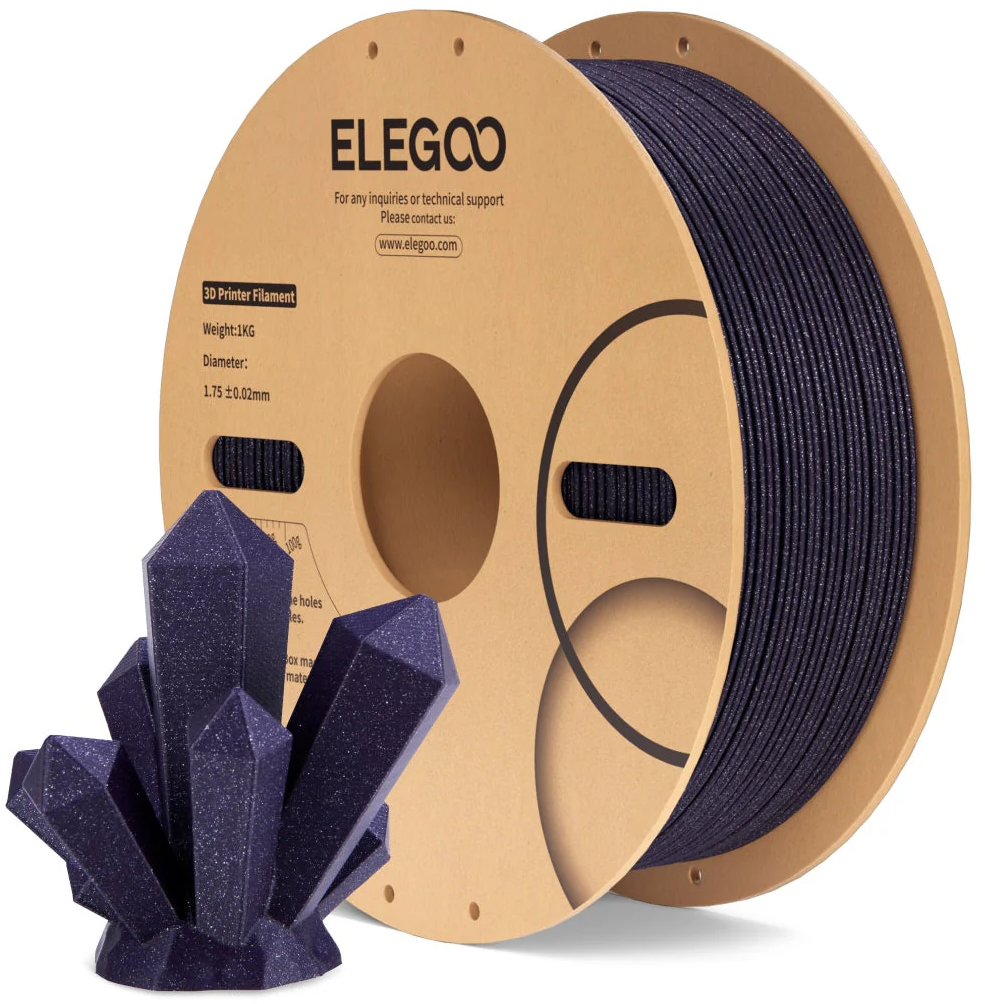 Elegoo  PLA Sparkle Purplish Grey, 1,75 mm / 1000 g    PLA Filament mit funkelndem Glanzeffekt in Purplish Grey