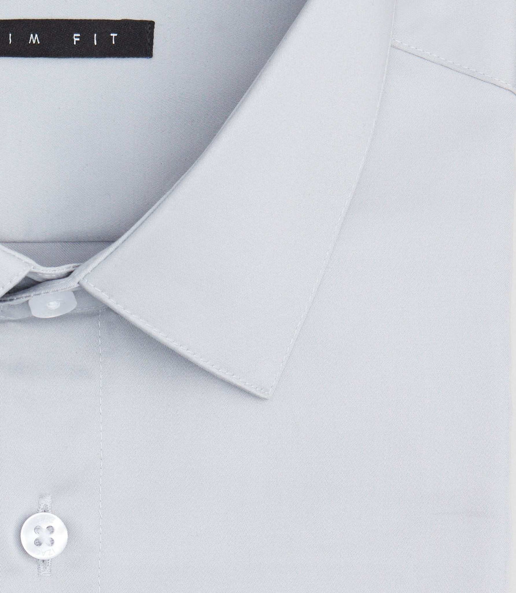 Chemise slim coton gris-clair «Satinslim»