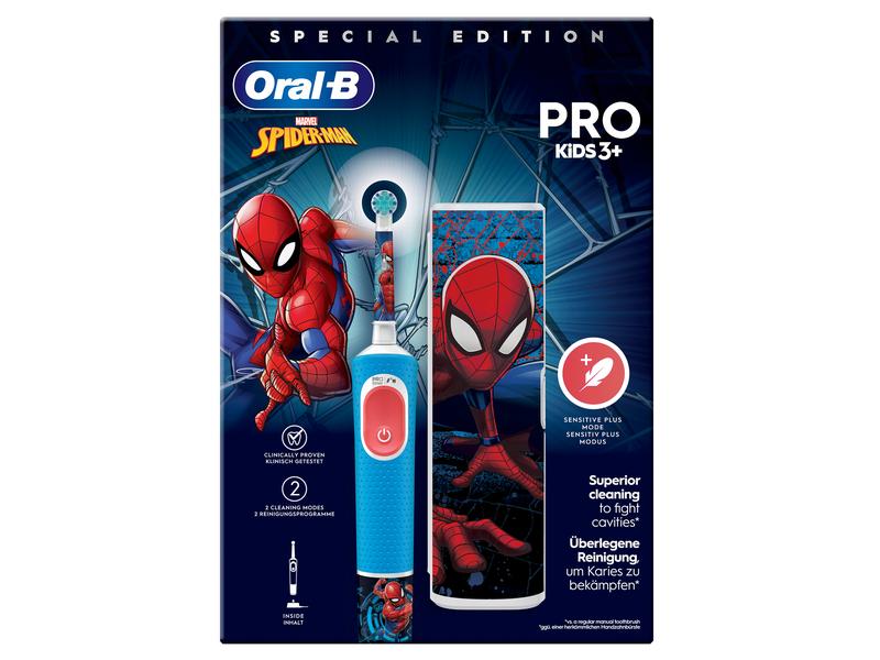 Oral-B Rotationszahnbürste Vitality Pro 103 Kids Spider Bla Elektrische Zahnbürste mit Reiseetui Marvel