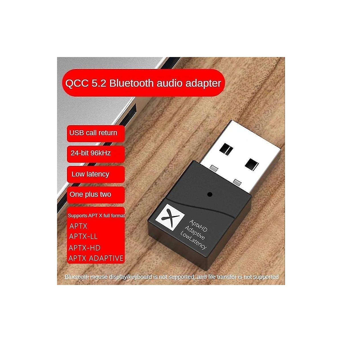 NÖRDIC USB-A Bluetooth 5.2-adapter med Qualcomm-brikke og aptX LL aptX Adaptive