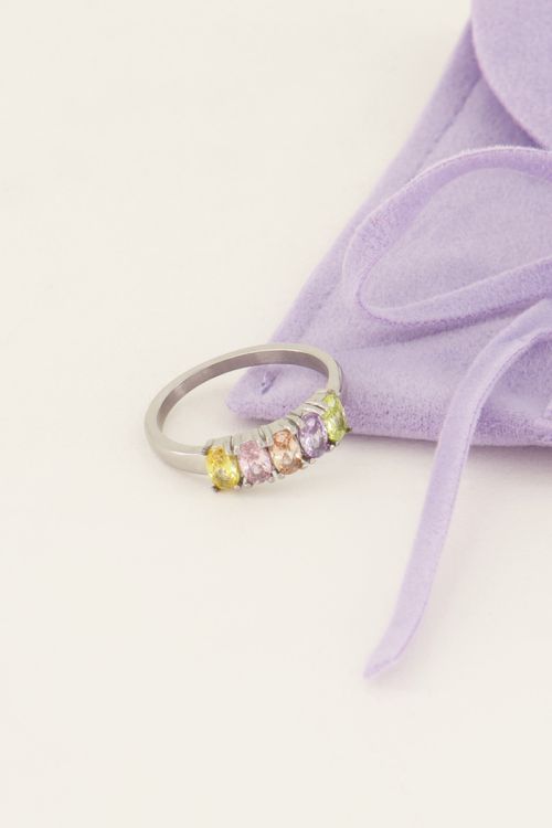 Cocktail statement ring met multikleur stenen