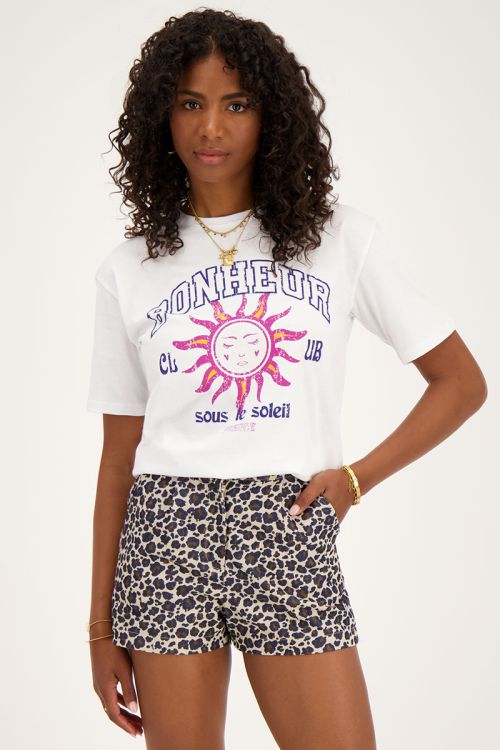 Wit T-shirt ''Bonheur''
