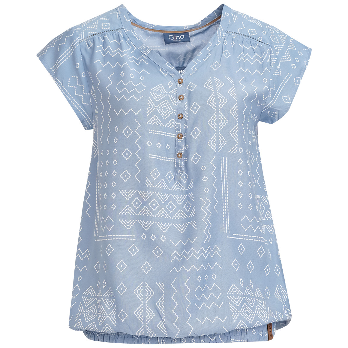 Gina Damen Bluse mit Allover-Muster hellblau / weiss