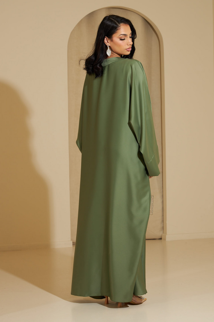 Abaya kaki ample satinée