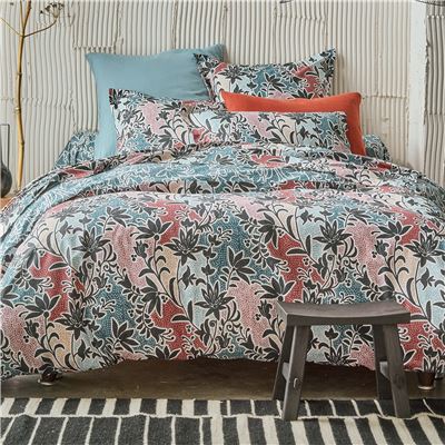Linge de lit motif fleurs noires - BECQUET CRÉATION