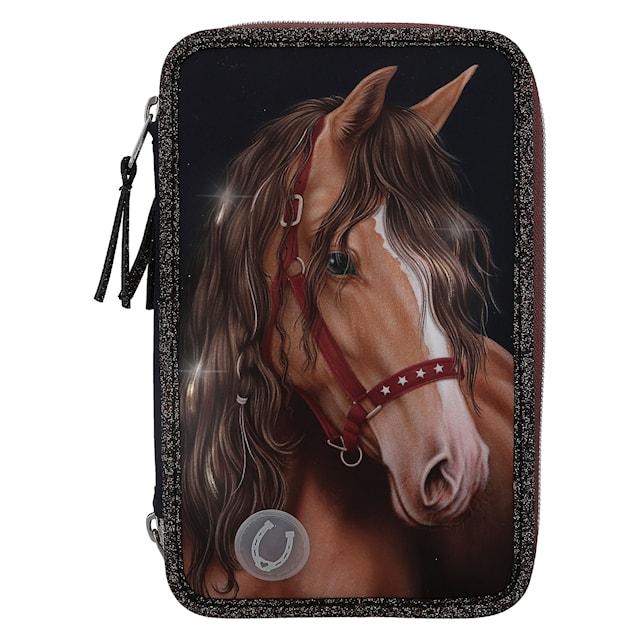 Miss Melody Trippel pennal med LED GLITTER HORSE