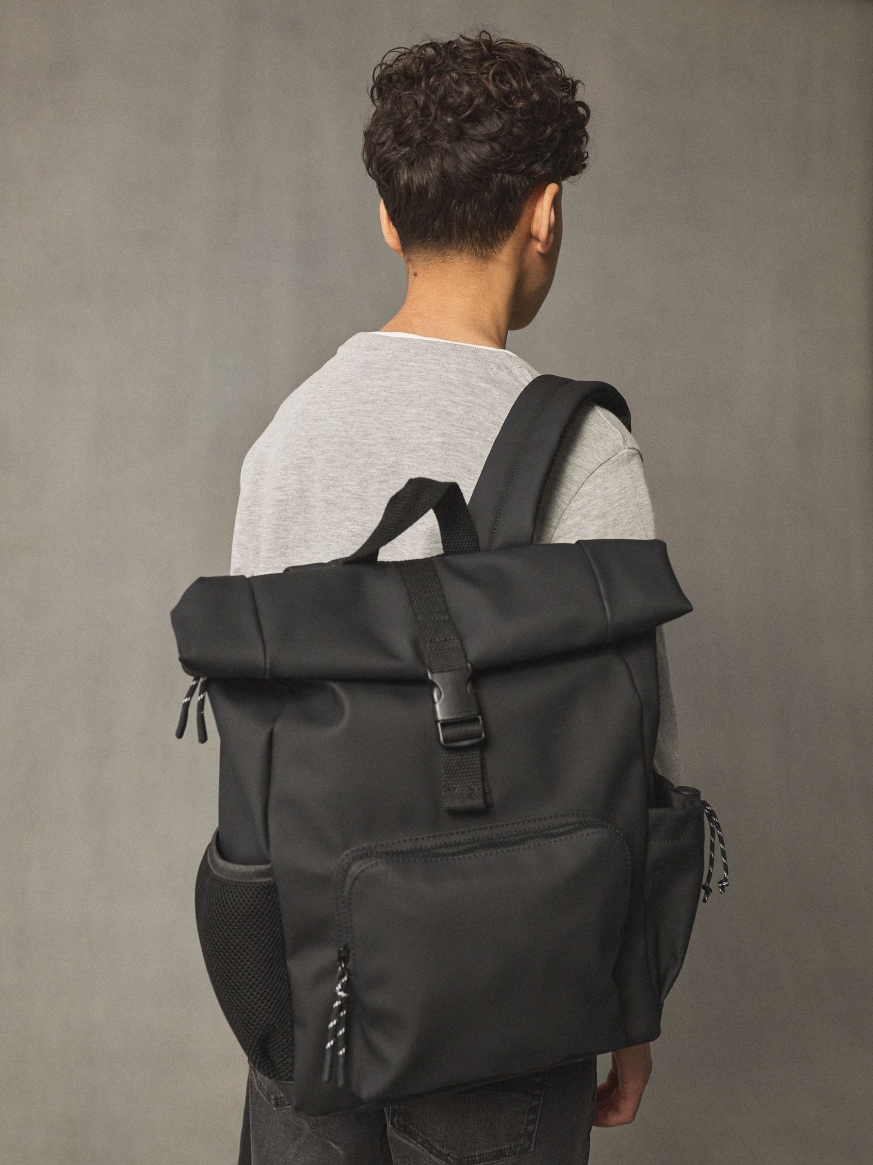 Zwart - Rolltop rugzak