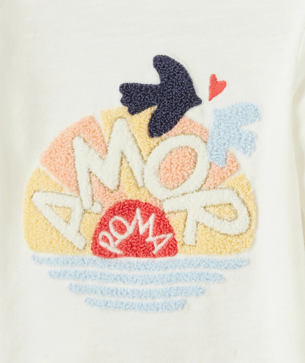 T-SHIRT BÉBÉ FILLE EN COTON BIOLOGIQUE BLANC AVEC MESSAGE