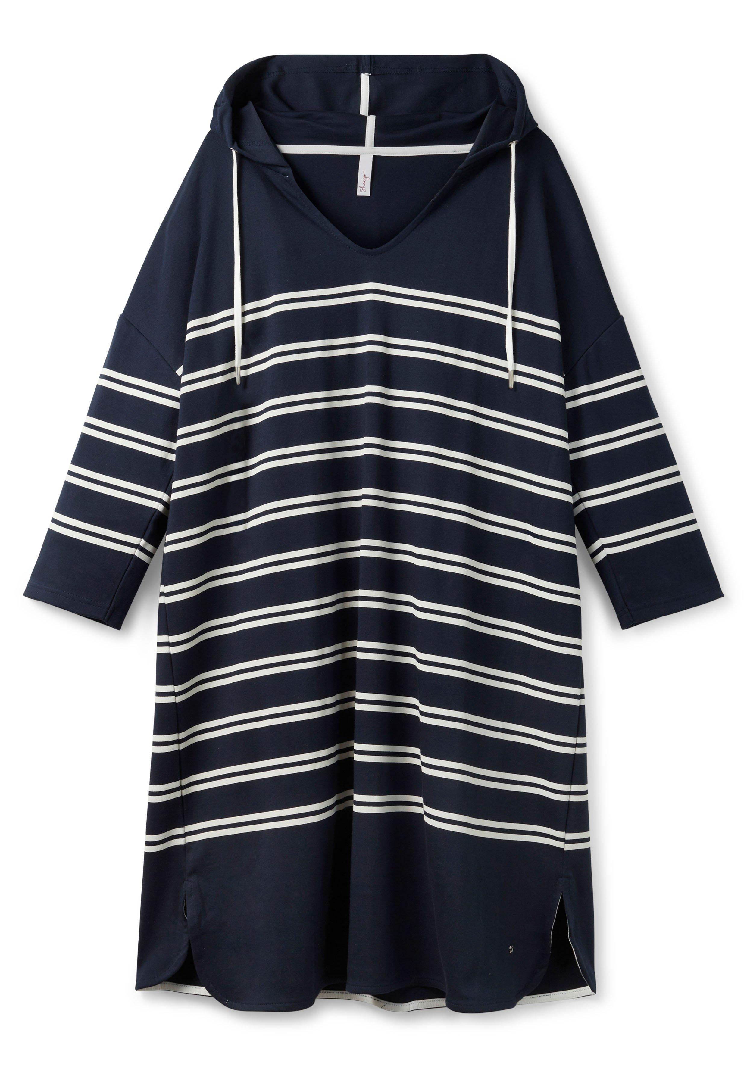 Shirtkleid mit Streifen und Kapuze