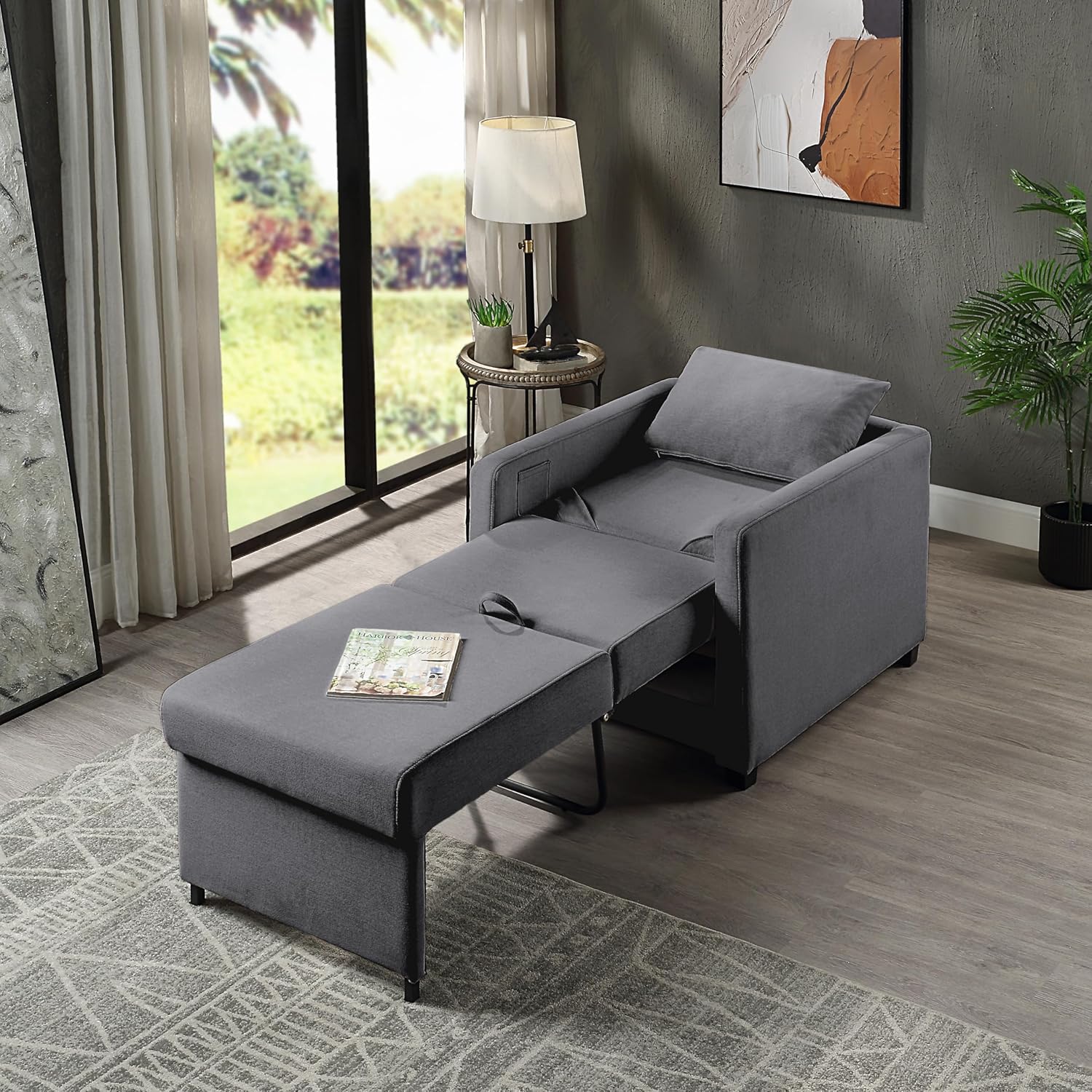Atlantic Home Collection Schlafsessel Jerry, BxTxH: 74 x 89 x 89 cm, Liegefläche ca. 57 x 183 cm, mit Fernbedienungstasche, Grau